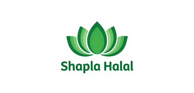Shapla Halal logo with green lotus flower symbol and brand name