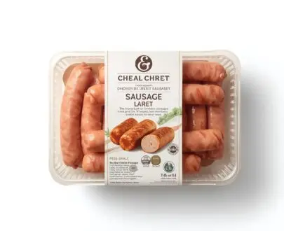 Halal chicken sausages fresh packed product